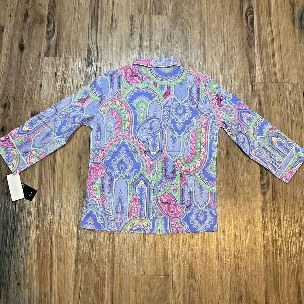 LAUREN RALPH LAUREN Black Label 2 Piece PJ Set Paisley Size PS Petite Small NEW - Picture 7 of 12